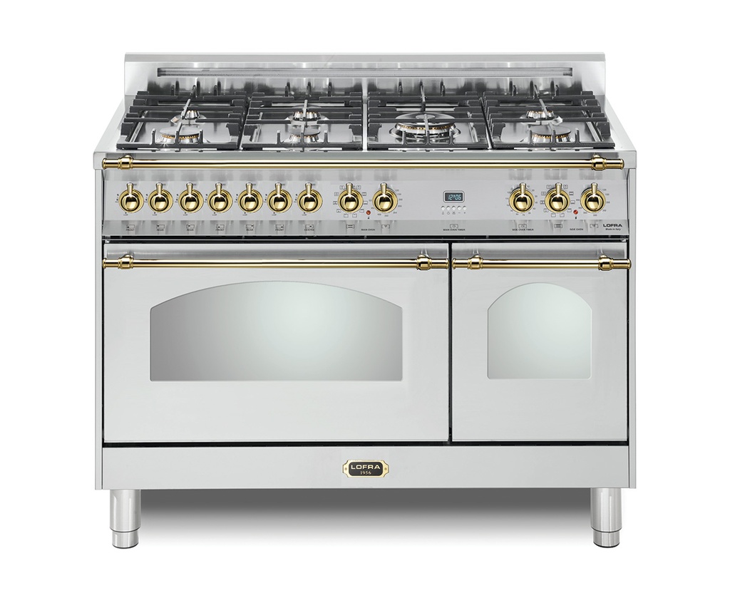 Lofra G700 48 inch Dolcevita Series Freestanding Dual Fuel Range with 7 Sealed Brass Burners, 4.27 cu. ft. Total Oven Capacity and True European Convection
