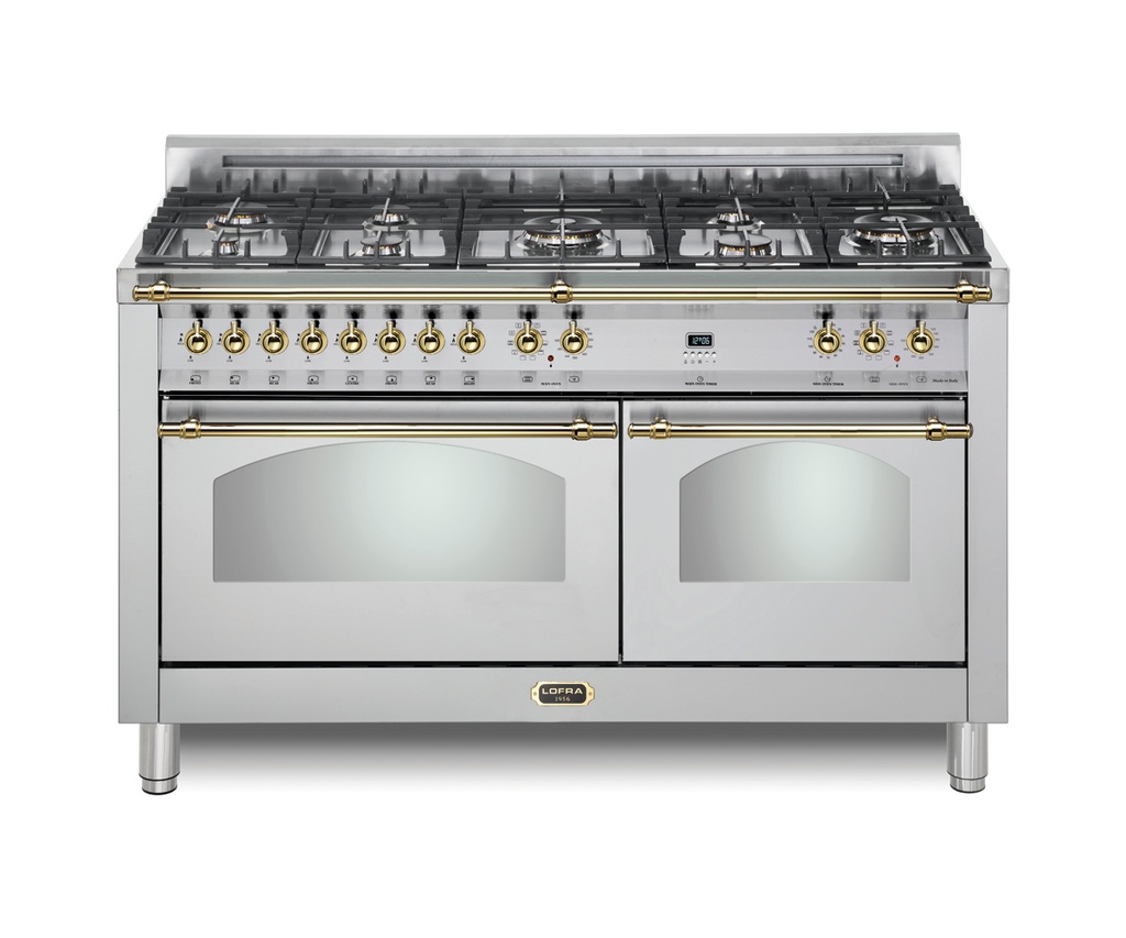 Lofra G800 60 inch Dolcevita Series Freestanding Dual Fuel Range with 8 Sealed Brass Burners, 4.92 cu. ft. Total Oven Capacity and True European Convection