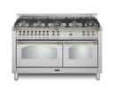 Lofra G800 60 inch Dolcevita Series Freestanding Dual Fuel Range with 8 Sealed Brass Burners, 4.92 cu. ft. Total Oven Capacity and True European Convection