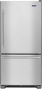 Maytag MBF2258FEZ 33 inch Bottom Freezer Refrigerator with 22.07 cu. ft. Capacity, BrightSeries LED Lighting, FreshLock Crispers, Energy Star, in Fingerprint Resistant Stainless Steel