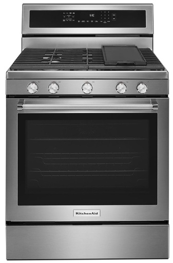 [KFGG500ESS] KitchenAid KFGG500E 30 inch Gas Range with 5 Burners, 5.8 Cu. Ft. Capacity and Even-Heat True Convection (Stainless Steel)