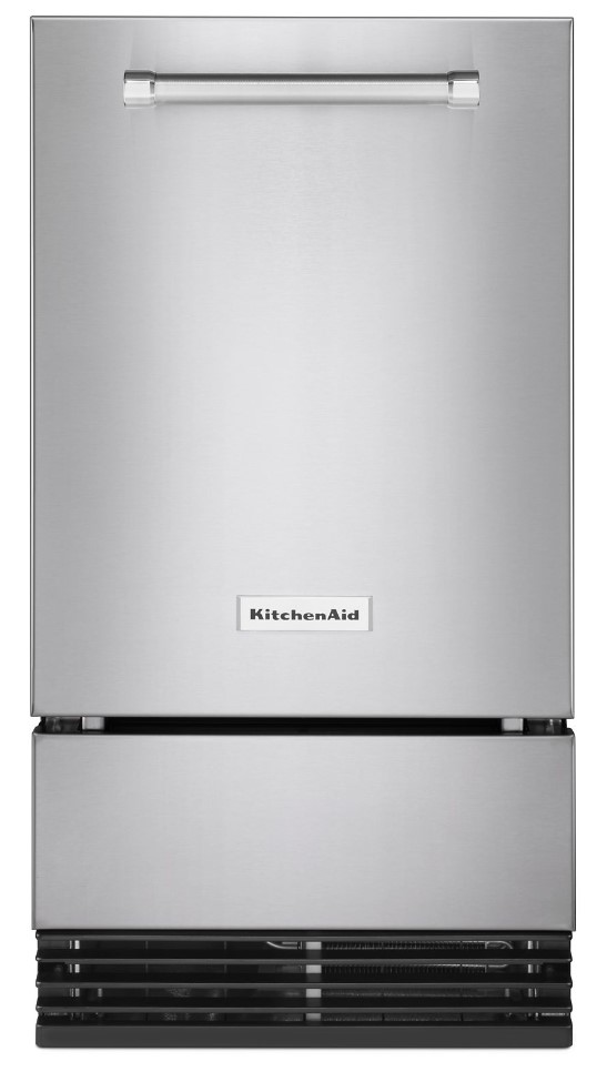 KitchenAid KUID308HPS 18 inch Automatic Ice Maker with Clear Ice, 35 lbs. Storage Capacity, Gravity Drain System, PrintShield Finish, in Stainless Steel (Non Drain Pump Model)