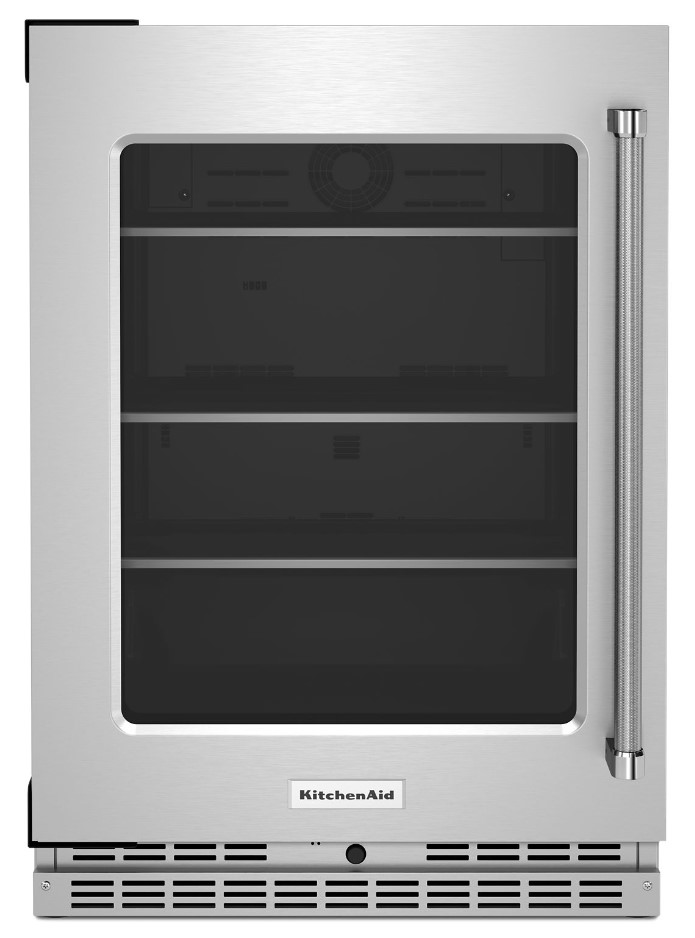 KitchenAid KUR314K 24 inch Undercounter Compact Refrigerator with 5.2 cu. ft. Capacity, Glass Door, Motion-Activated LED Lighting and Automatic Defrost