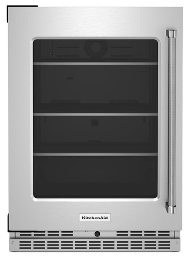 [KURL314KSS] KitchenAid KUR314K 24 inch Undercounter Compact Refrigerator with 5.2 cu. ft. Capacity, Glass Door, Motion-Activated LED Lighting and Automatic Defrost (Stainless Steel, Left Hinge)