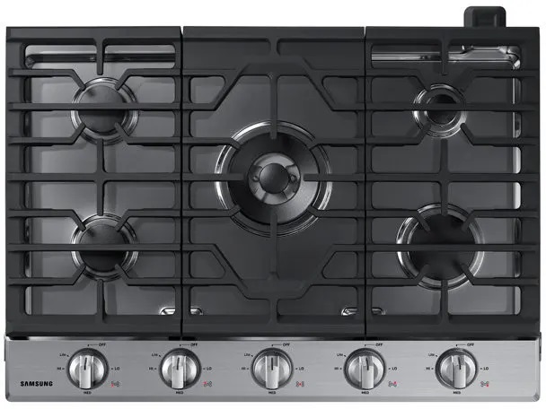 Samsung NA30N6555T 30 inch Smart Gas Cooktop with 19000 BTU Power Burner, Blue LED Illuminated Knobs, Wi-Fi Connectivity
