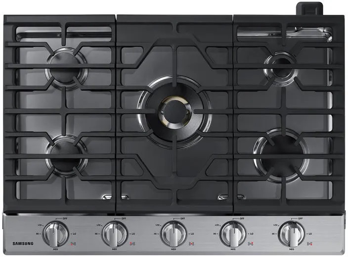Samsung NA30N7755T 30 inch Smart Gas Cooktop with 22K True Dual Power Burner, Analog Controls with Digital Wi-Fi, Cast iron Griddle