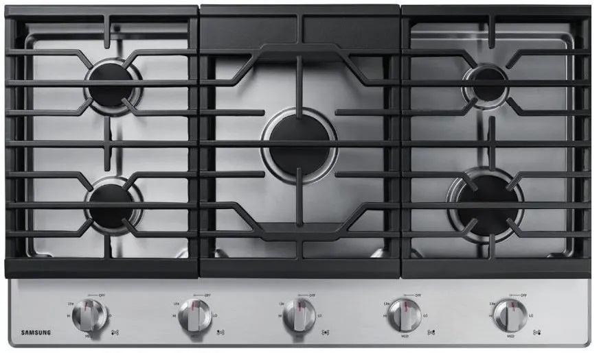Samsung NA36R5310F 36 inch Gas Cooktop with 5 Sealed Burners, Continuous Cast Iron Grates and Front Controls