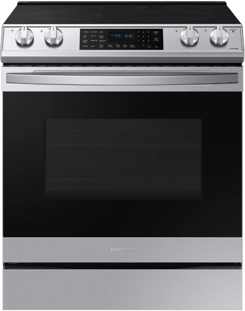 Samsung NE63T8511S 30 inch Smart Slide-In Electric Range with 6.3 cu. ft. Oven Capacity, 5 Elements, Air Fry, Convection and ADA Compliant