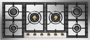 ILVE UHCPT125N Nostalgie II 48 inch Built-In Gas Cooktop with Total Black Brass Burners, in Stainless Steel