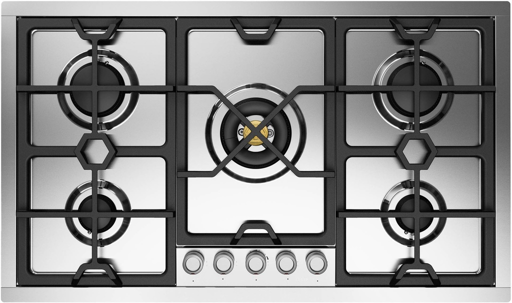 ILVE UHCPMT95 Panoramagic 36 inch Built-In Gas Cooktop with 5 Burners, in Stainless Steel 