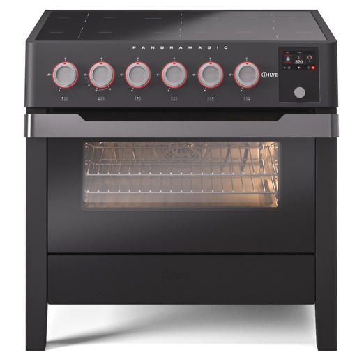 [UPMI09S3MK] ILVE UPMI09S3MK Panoramagic 36 inch Induction Range with 6 Elements, 3.5 cu. ft. Oven Capacity (Matte Black)
