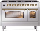 ILVE UP488NMP Nostalgie II 48 inch Dual Fuel Range with 8 Black Brass Sealed Burners, Brass Trim (Limited Edition)