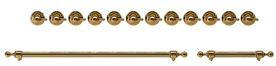 ILVE Brass Knobs and Handles Bundle for 48 inch Nostalgie Dual Fuel with Griddle