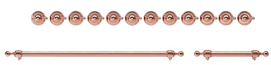 ILVE Copper Knobs and Handles Bundle for 48 inch Nostalgie Dual Fuel with Griddle