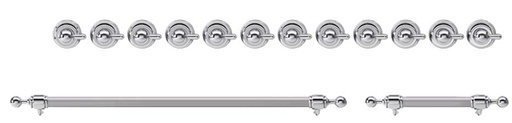 [EN48C82211] ILVE Chrome Knobs and Handles Bundle for 48 inch Nostalgie Dual Fuel with Griddle