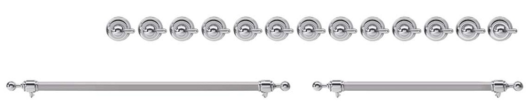 ILVE Chrome Knobs and Handles Bundle for 60 inch Nostalgie Dual Fuel with Griddle