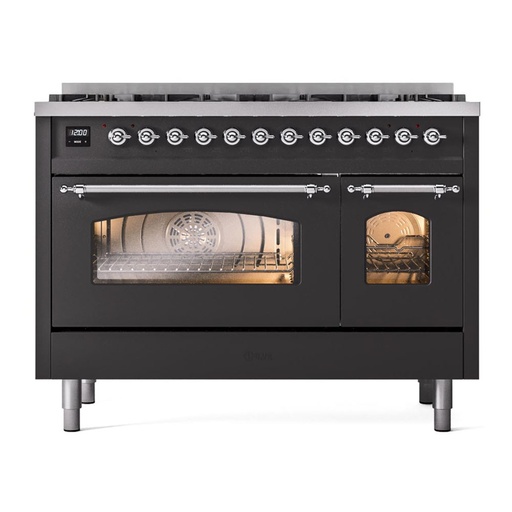 [UP488NMPMGC] ILVE UP488NMPMGC Nostalgie II 48 inch Dual Fuel Range Chrome Trim Bundle Including Chrome Knobs and Handles (Limited Edition)