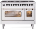 ILVE UP488NMPWHBLP Nostalgie II 48 inch Dual Fuel Liquid Propane Range Burnished Trim Bundle Including EN48B82211 Burnished Knobs and Handles (Limited Edition)