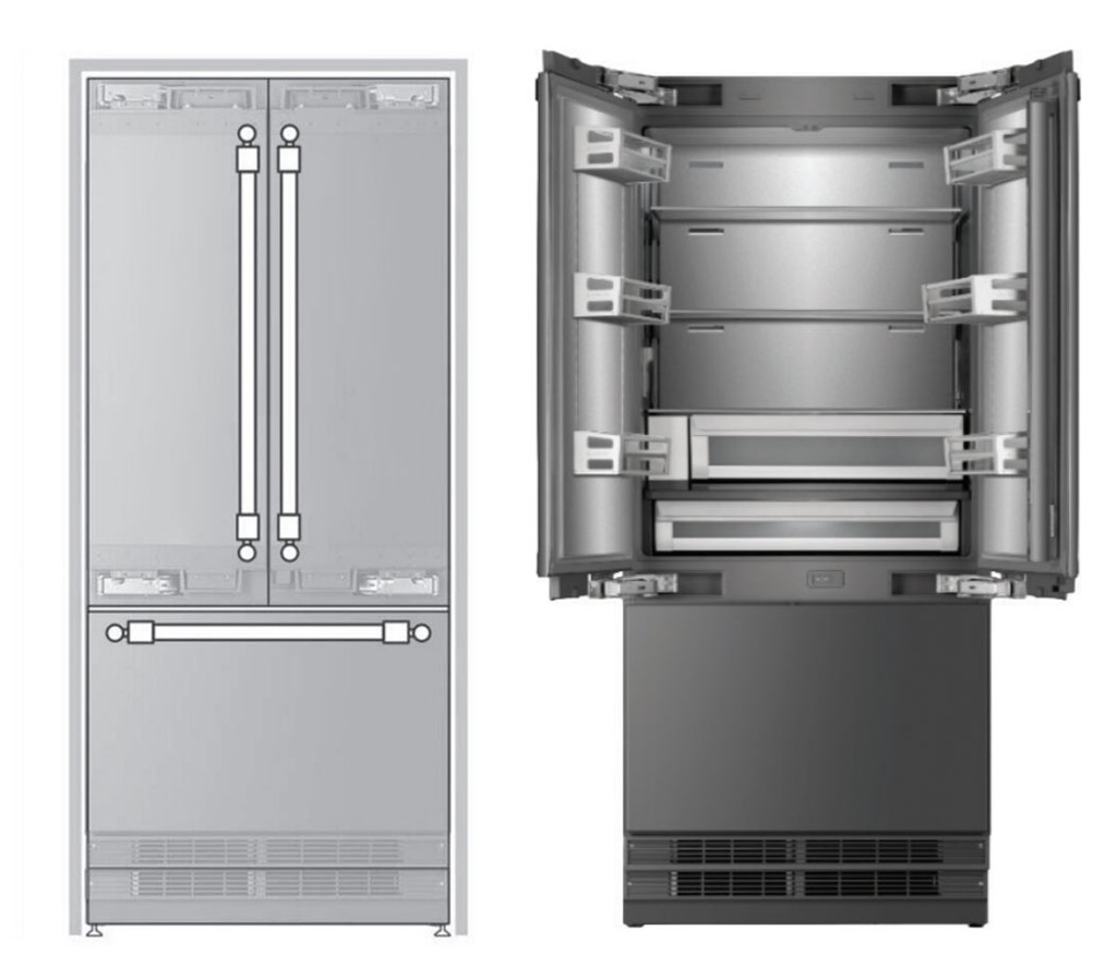 ILVE URFD36SIWPRY 36 inch Built-In French Door Refrigerator with 19.5 cu. ft. Capacity, Internal Water Dispenser, Ice Maker, Energy Star, Sabbath Mode, Panel Ready 