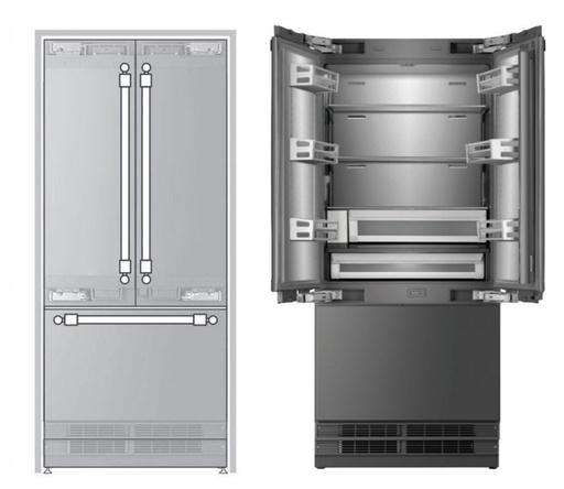 [URFD36SIWPRY] ILVE URFD36SIWPRY 36 inch Built-In French Door Refrigerator with 19.5 cu. ft. Capacity, Internal Water Dispenser, Ice Maker, Energy Star, Sabbath Mode, Panel Ready 