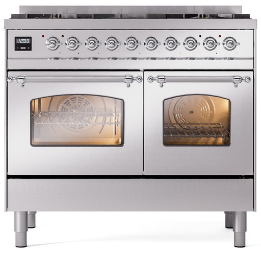 [UPD406NMPSSC] ILVE UPD406NMPSSC Nostalgie II 40 inch Dual Fuel Range Chrome Trim Bundle Including EN40C62211 Chrome Knobs and Handles (Limited Edition)