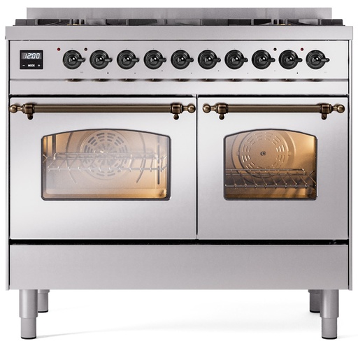 [UPD406NMPSSBLP] ILVE UPD406NMPSSBLP Nostalgie II 40 inch Dual Fuel Liquid Propane Range Burnished Trim Bundle Including Burnished Knobs and Handles (Limited Edition)