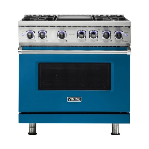 Viking VGR73624G 7 Series 36 inch Freestanding Gas Range with 4 Sealed Elevation Burners and Griddle, 5.1 cu. ft. Oven Capacity, Gourmet-Glo Gas Infrared Broiler 