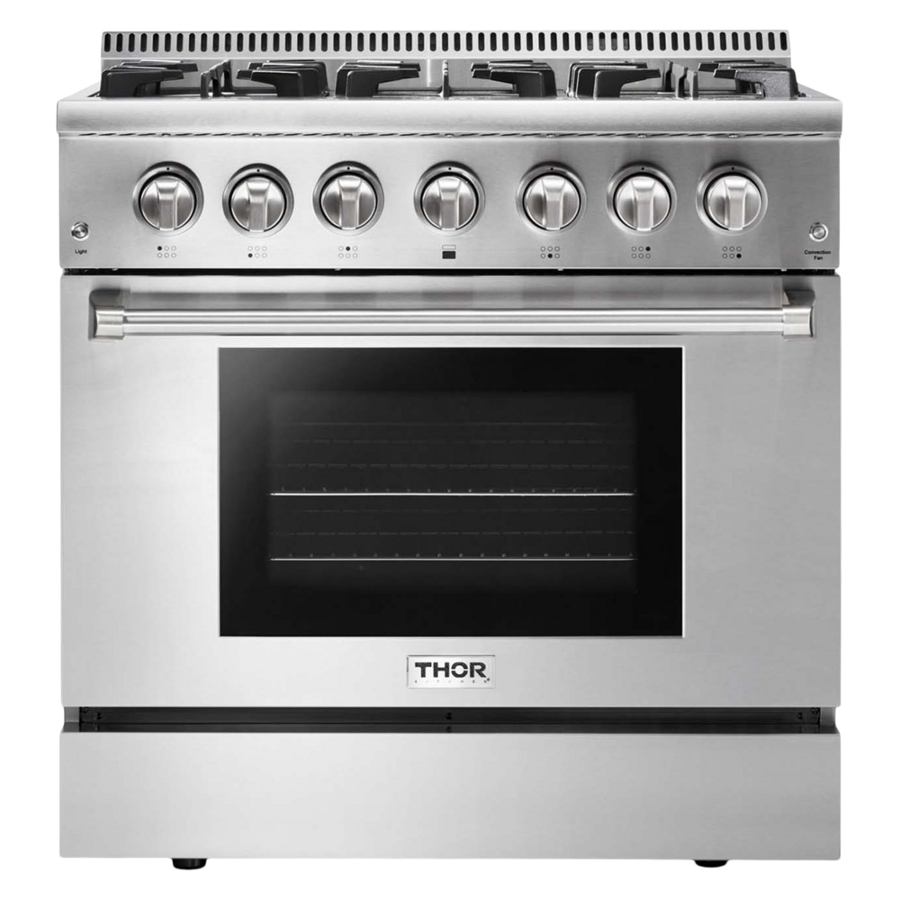 Thor Kitchen HRD3606U 36 inch Professional Dual Fuel Range with 6 Burners, 5.2 cu. ft. Oven Capacity, in Stainless Steel