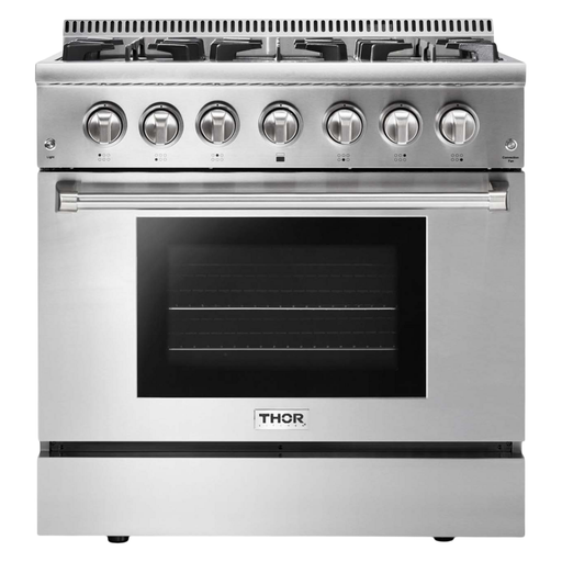 Thor Kitchen HRD3606U 36 inch Professional Dual Fuel Range with 6 Burners, 5.2 cu. ft. Oven Capacity, in Stainless Steel