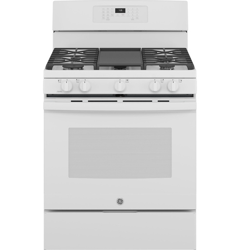 [JGB735DPBB] GE JGB735 30 inch Freestanding Gas Convection Range with 5 Burners, 5 cu. ft. Capacity, Integrated Griddle and No Preheat Air Fry