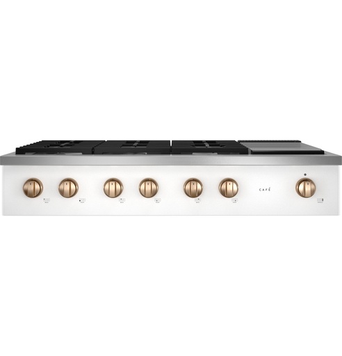 Cafe CGU486P 48 inch Commercial-Style Gas Rangetop with 6 Burners, Griddle, Cast Iron Continuous Grates, ADA Compliant