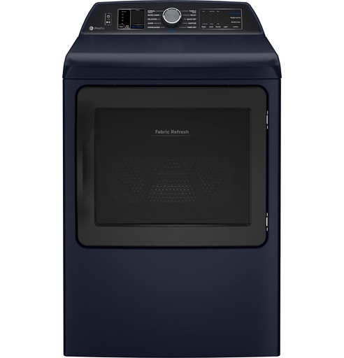 GE Profile PTD90GBPTRS 27 inch Smart Gas Dryer with 7.3 cu. ft. Capacity, Long Vent, Aluminized Alloy Drum, Fabric Refresh, Steam, Washer Link, Sanitize Cycle, in Sapphire Blue