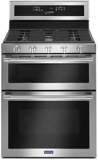 [MGT8800FZ] Maytag MGT8800FZ 30 inch Freestanding Double Oven Gas Range with 5 Burners, 6 cu. ft. Oven Capacity, True Convection and Self-Clean in Fingerprint Resistant Stainless Steel