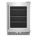 KitchenAid KUR314K 24 inch Undercounter Compact Refrigerator with 5.2 cu. ft. Capacity, Glass Door, Motion-Activated LED Lighting and Automatic Defrost