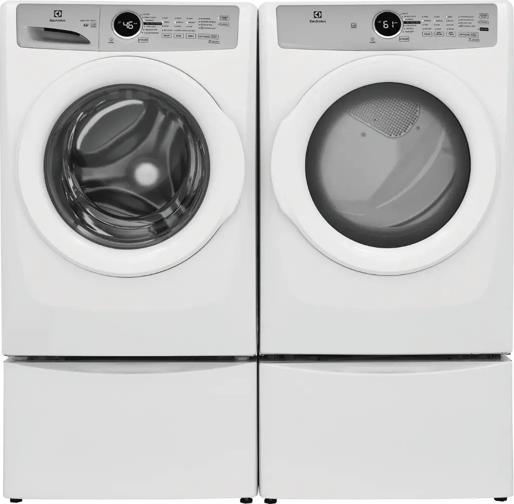 ELFW7337AW-Shown-with-Dryer-on-Pedestals