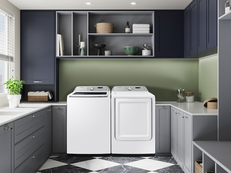 Samsung-WA46CG3505AW-front view with matching washer