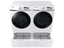 Samsung-WF45B6300AW-front view with matching washer and open drawers in bottom