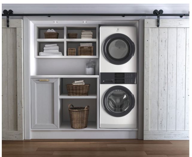 Electrolux ELTG7300AW 27 inch Laundry Tower Single Unit Front Load 4.4 Washer & 8 cu. ft. Gas Dryer Capacity, LuxCare Wash, in White 