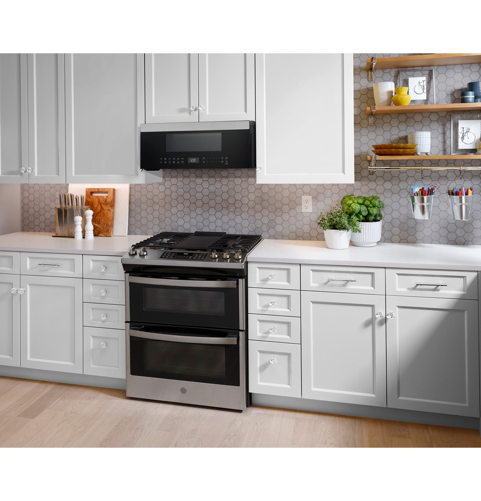 GE Profile UVM9125STSS 30 inch Over-The-Range Low Profile Microwave with 1.2 cu. ft. Capacity, and Sensor Cook in Stainless Steel