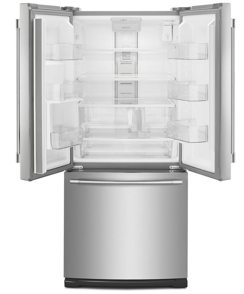Maytag MFW2055FRZ 30 inch French Door Refrigerator with 19.68 cu. ft. Capacity, Exterior Water Dispenser and BrightSeries LED Lighting in Fingerprint Resistant Stainless Steel
