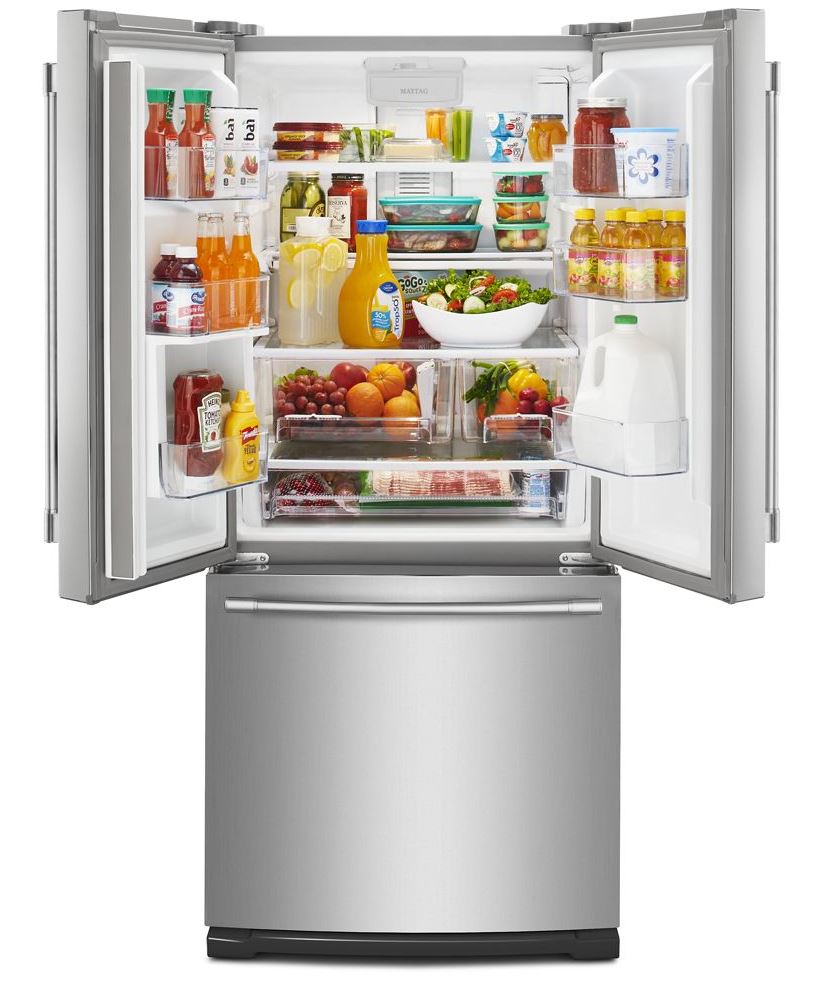 Maytag MFW2055FRZ 30 inch French Door Refrigerator with 19.68 cu. ft. Capacity, Exterior Water Dispenser and BrightSeries LED Lighting in Fingerprint Resistant Stainless Steel