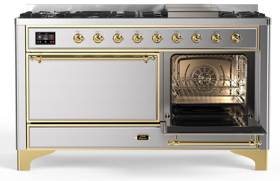 ILVE_UM15FDQNS3SSG_Majestic_II_60"_Dual_Fuel_Range_Right_Angle