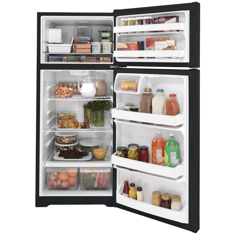 GE GIE18DTNR 28 inch Top Freezer Refrigerator with 17.5 Cu. Ft. Capacity, Energy Star, LED lighting, Adjustable Wire freezer Shelf, Clear Crisper Drawers  