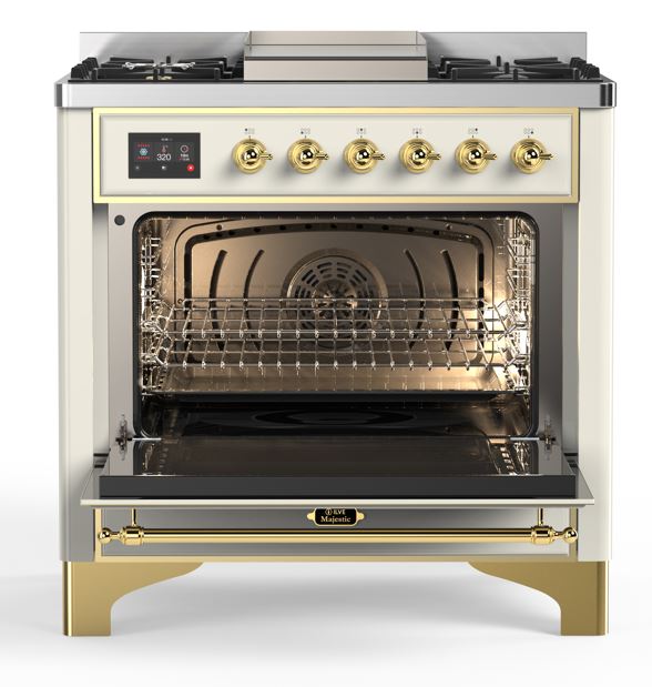 ILVE UM09F Majestic II 36 inch Dual Fuel Range with 6 Burners, Griddle