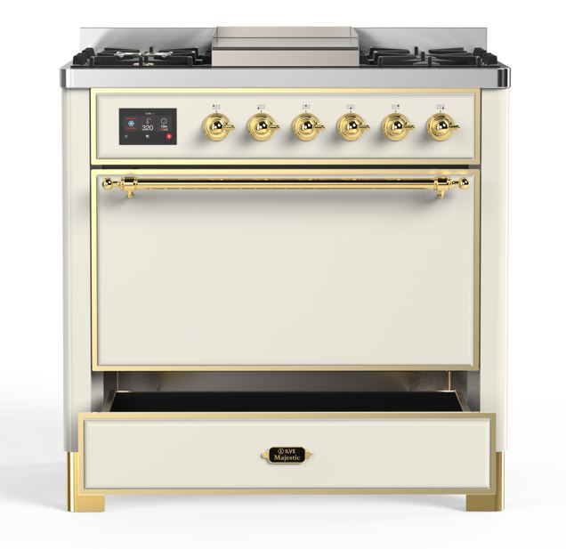 ILVE UM09F Majestic II 36 inch Dual Fuel Range with 6 Burners, Griddle
