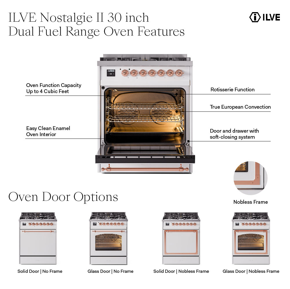 ILVE UN30NMP Nostalgie II Noblesse 30 inch Dual Fuel Range with 5 Burners