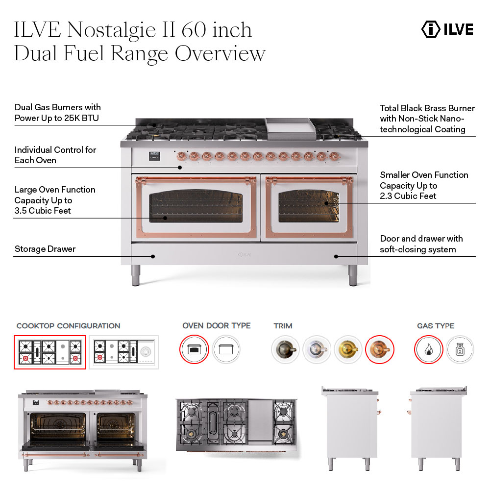 ILVE UP60F Nostalgie II 60 inch Dual Fuel Range