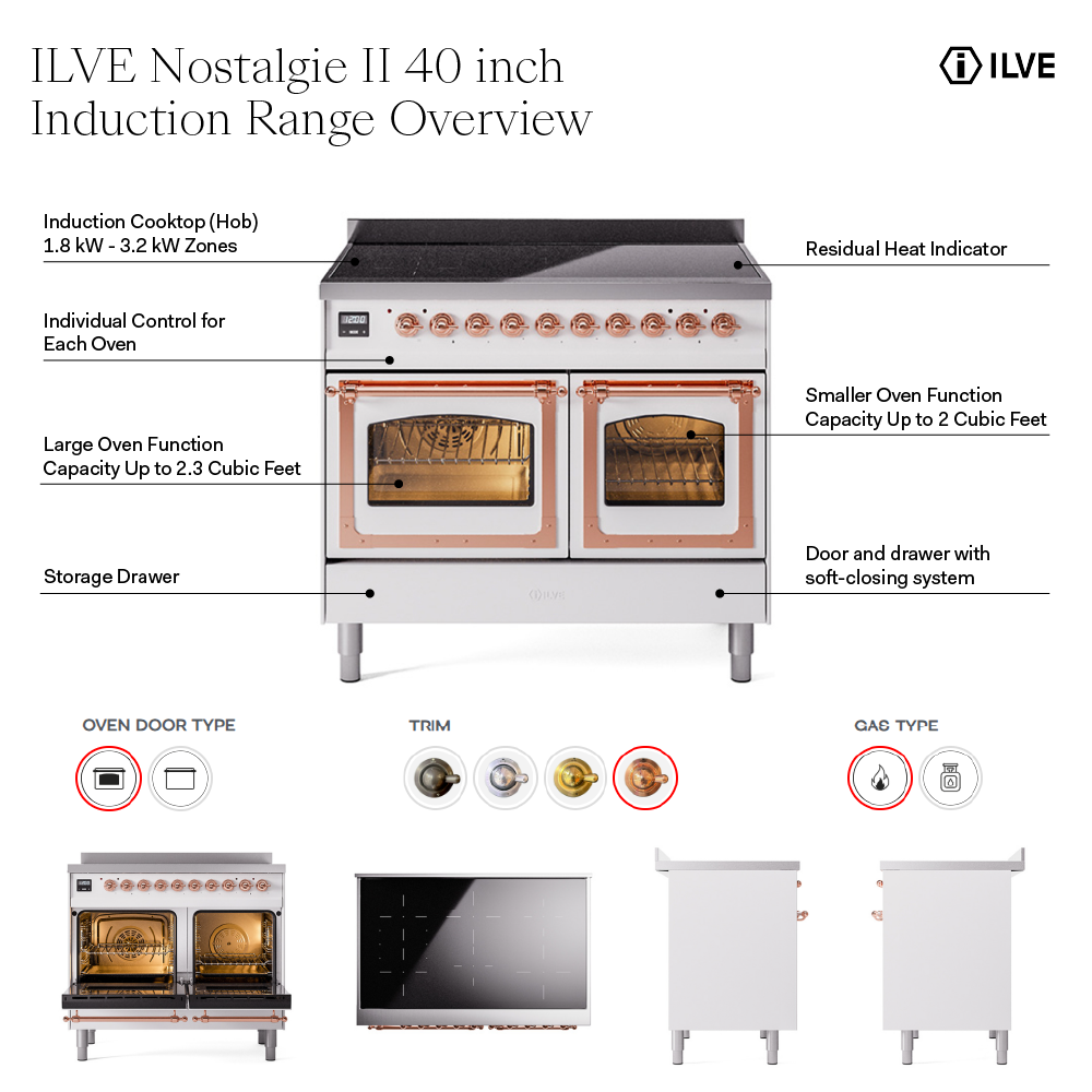 ILVE UPDI406NMP Nostalgie II 40 inch Induction Range with 6 Elements
