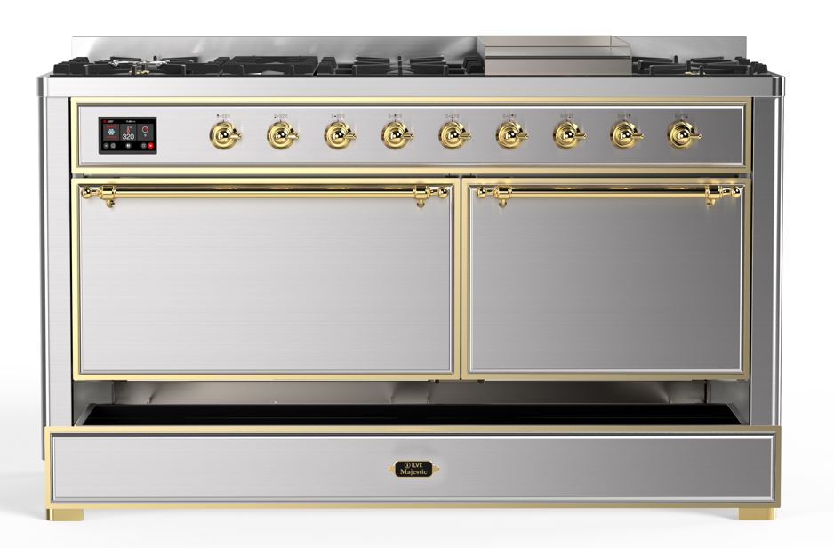 ILVE UM15F Majestic II 60 inch Dual Fuel Range with 9 Burners, Griddle