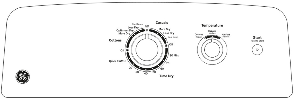 GTX33GASKWW controls diagram